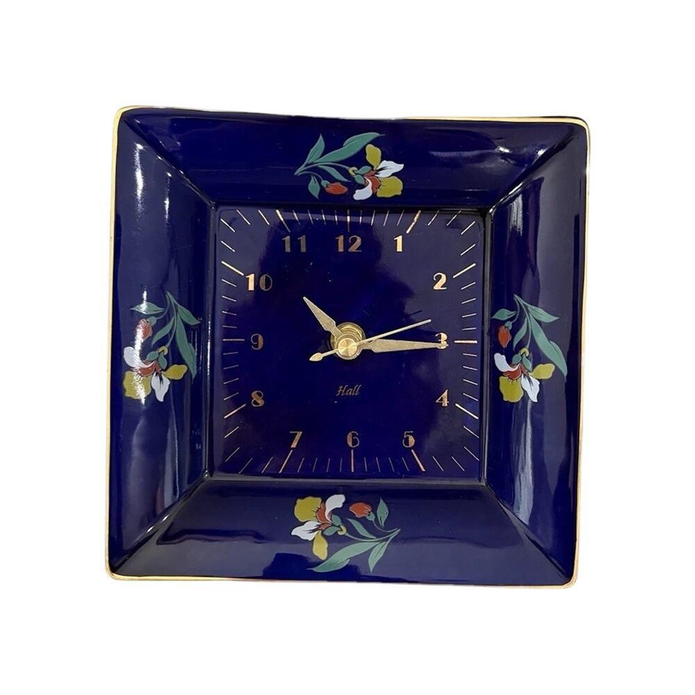 China Specialties Blue Blossom Square Wall Clock Fiesta, Hall Vintage Floral